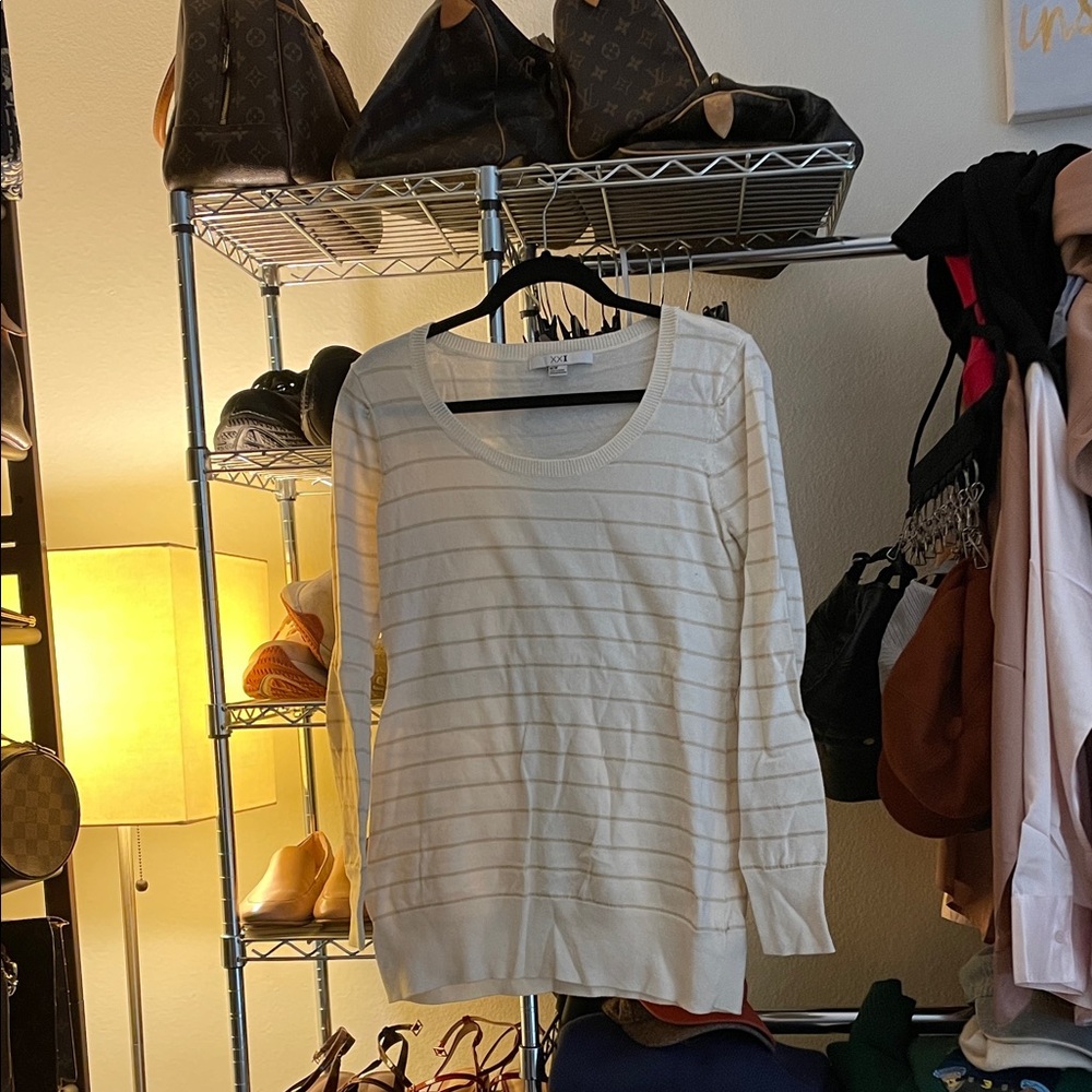 Cream + Gold Striped Sweater
